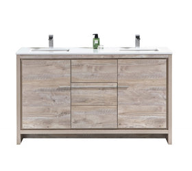 KubeBath Dolce 60? Double Sink Modern Bathroom Vanity with White Quartz Counter-Top - Luxe Bathroom Vanities