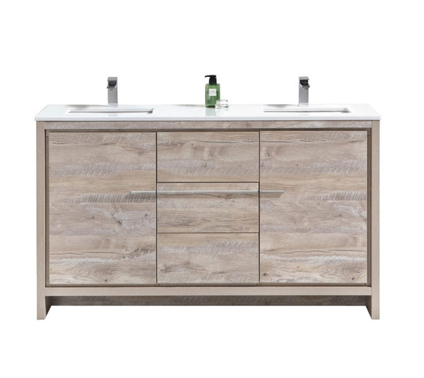 KubeBath Dolce 60? Double Sink Modern Bathroom Vanity with White Quartz Counter-Top - Luxe Bathroom Vanities