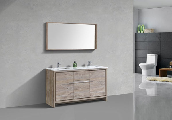 KubeBath Dolce 60? Double Sink Modern Bathroom Vanity with White Quartz Counter-Top - Luxe Bathroom Vanities