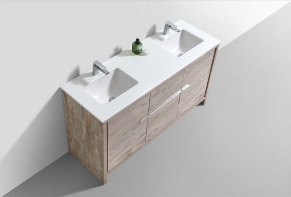 KubeBath Dolce 60? Double Sink Modern Bathroom Vanity with White Quartz Counter-Top - Luxe Bathroom Vanities