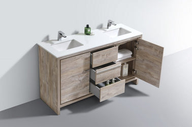 KubeBath Dolce 60? Double Sink Modern Bathroom Vanity with White Quartz Counter-Top - Luxe Bathroom Vanities