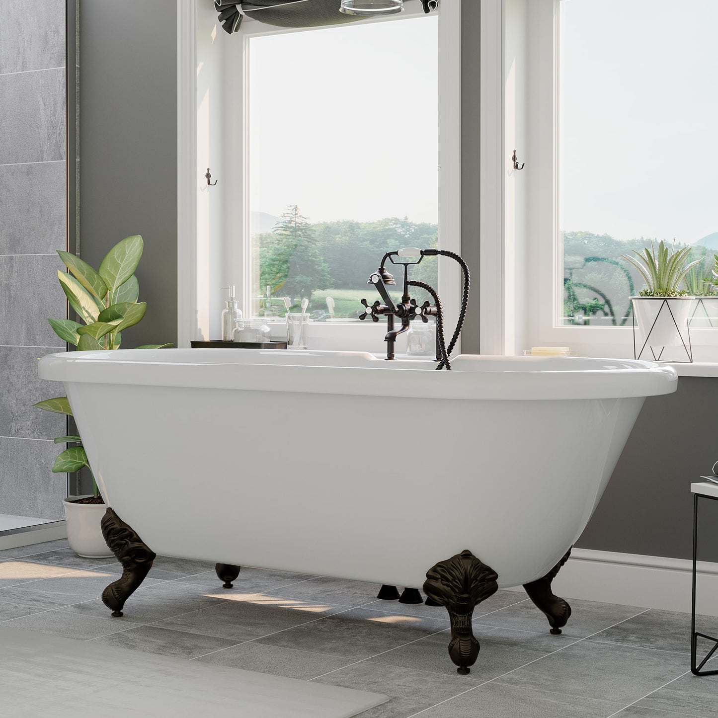 Cambridge Plumbing 70" X 30" Acrylic Double Ended Clawfoot Bathtub - Luxe Bathroom Vanities