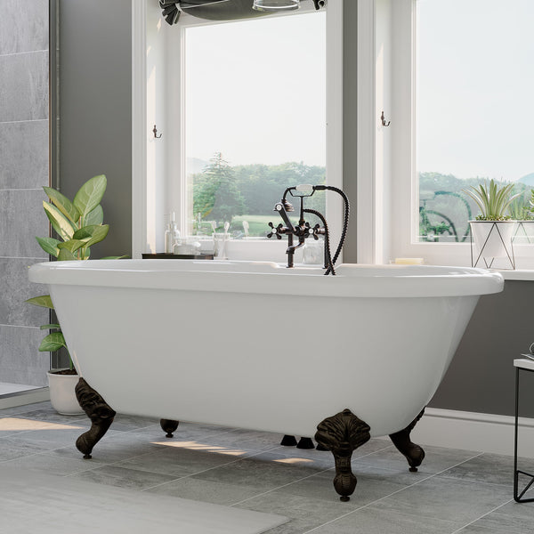 Cambridge Plumbing 70" X 30" Acrylic Double Ended Clawfoot Bathtub - Luxe Bathroom Vanities