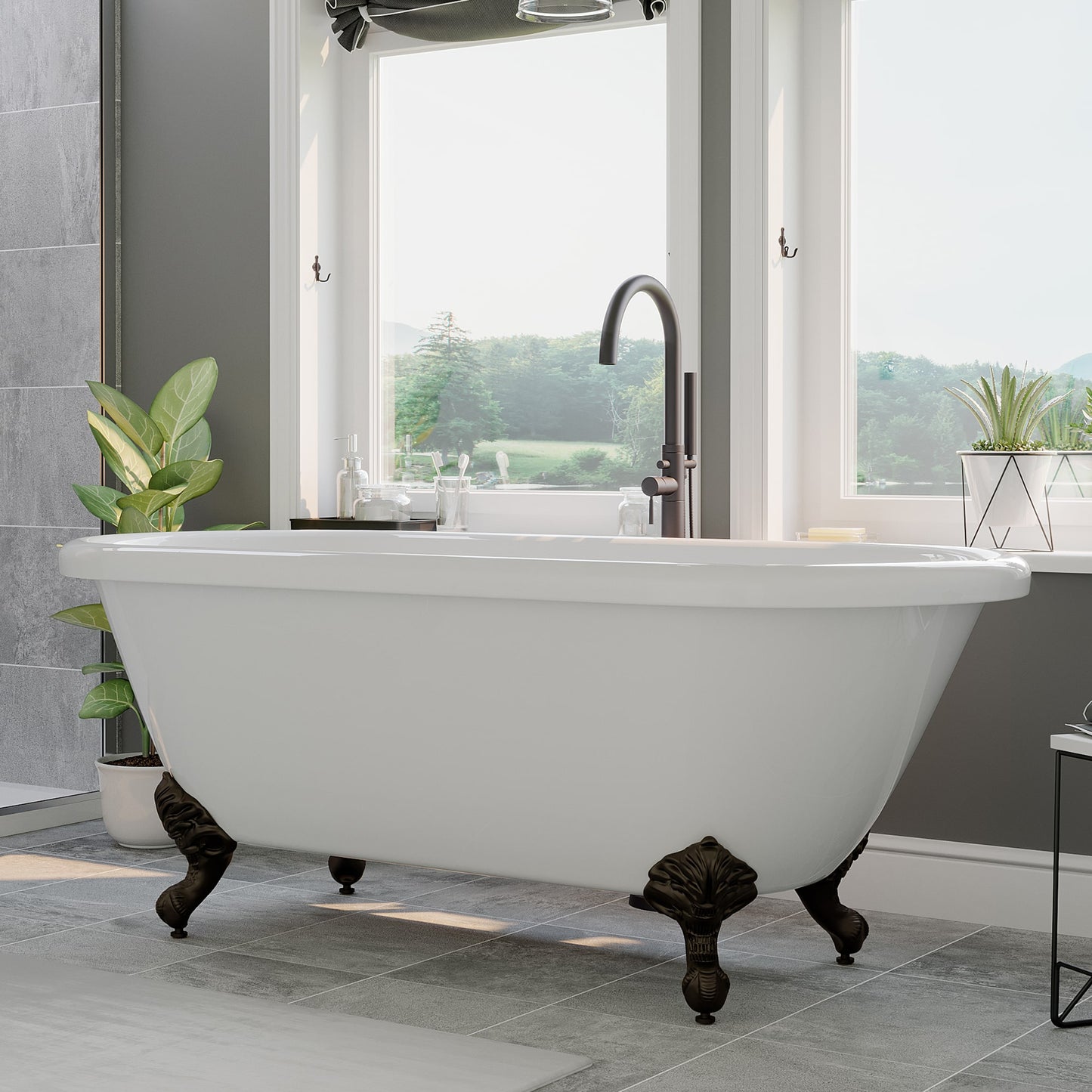 Cambridge Plumbing 70" X 30" Acrylic Double Ended Clawfoot Bathtub - Luxe Bathroom Vanities