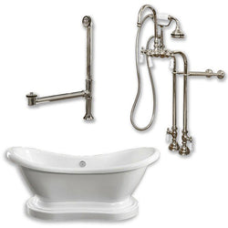 Cambridge Plumbing 68" X 28" Acrylic Double Ended Pedestal Slipper Bathtub Package with No Faucet Drillings - Luxe Bathroom Vanities