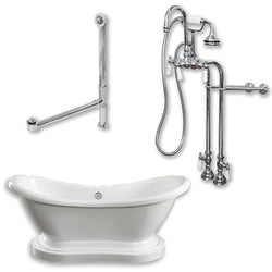 Cambridge Plumbing 68" X 28" Acrylic Double Ended Pedestal Slipper Bathtub Package with No Faucet Drillings - Luxe Bathroom Vanities
