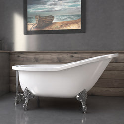 Cambridge Plumbing 61" X 28" Acrylic Slipper Bathtub - Luxe Bathroom Vanities