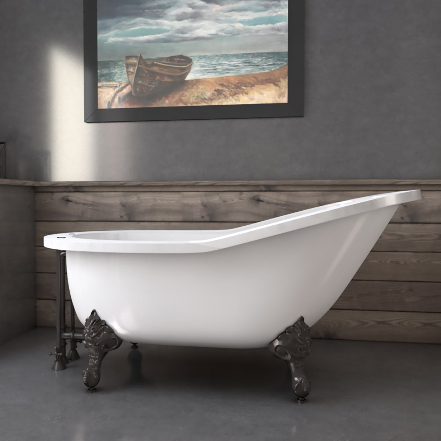 Cambridge Plumbing 61" Acrylic Slipper tub - Luxe Bathroom Vanities