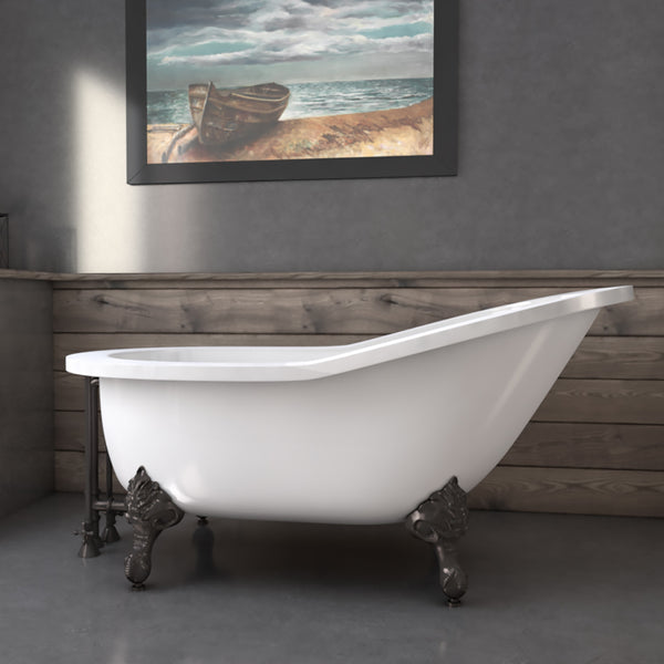 Cambridge Plumbing 61" X 28" Acrylic Slipper Bathtub - Luxe Bathroom Vanities