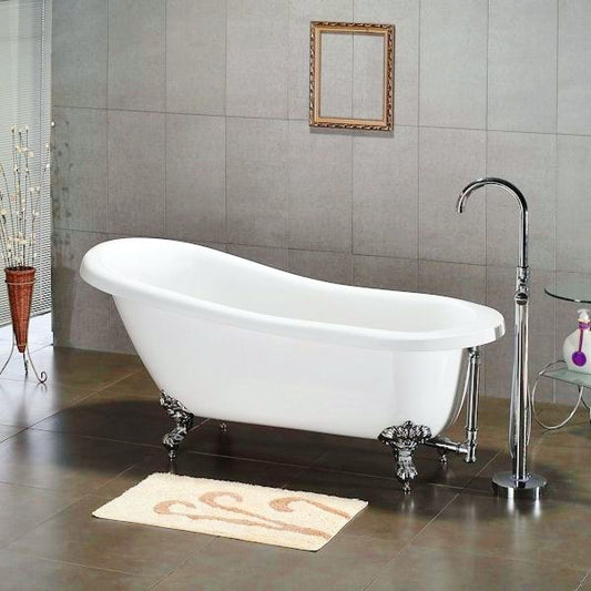 Cambridge Plumbing 67" X 28" Acrylic Slipper Bathtub - Luxe Bathroom Vanities