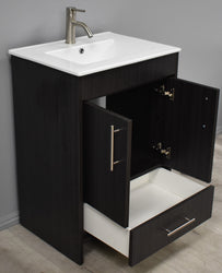 Volpa Pacific 24" Modern Bathroom Vanity with Integrated Ceramic Top and Brushed Nickel Round Handles - Luxe Bathroom Vanities Luxury Bathroom Fixtures Bathroom Furniture