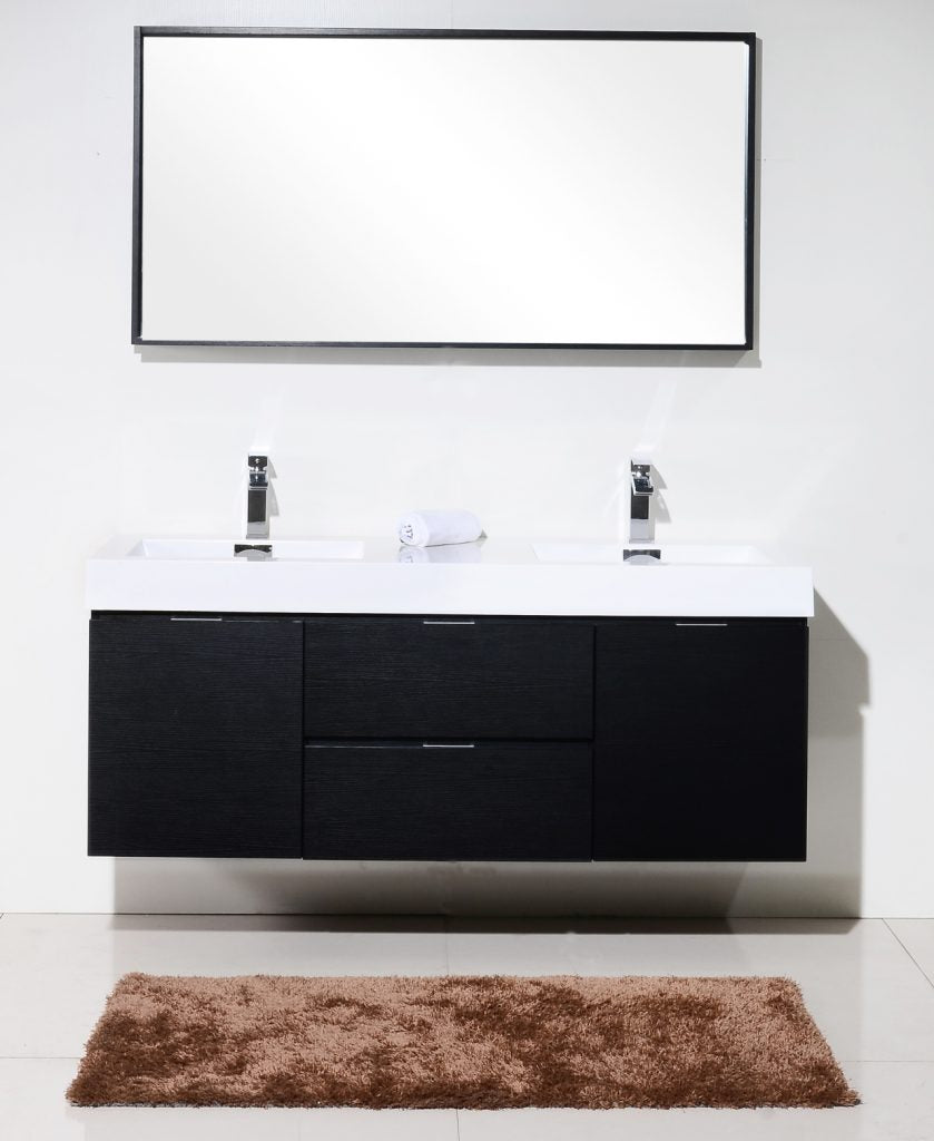 Kubebath Bliss 60" Double Sink Wall Mount Modern Bathroom Vanity - Luxe Bathroom Vanities