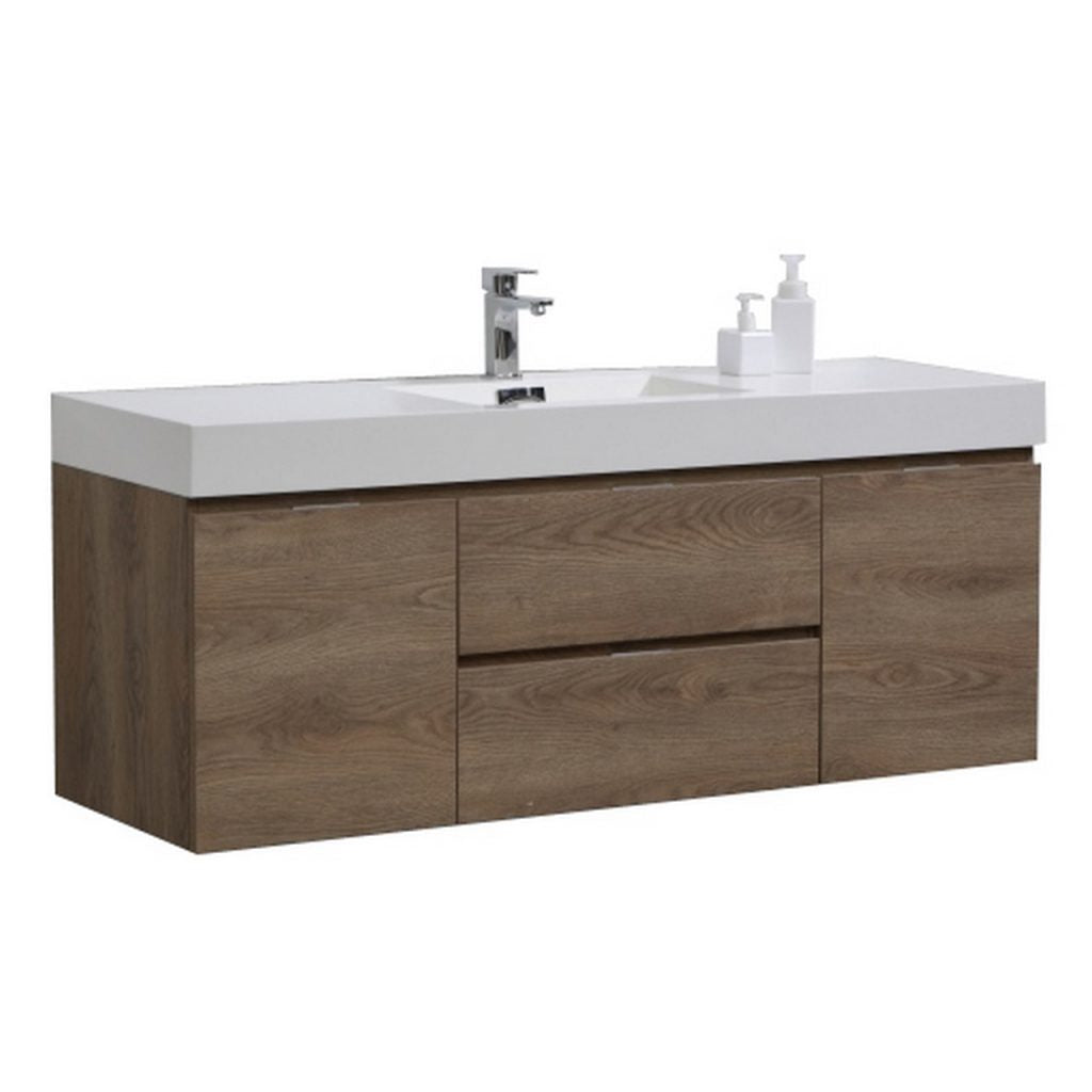 Kubebath Bliss 60" Single Sink Wall Mount Modern Bathroom Vanity - Luxe Bathroom Vanities