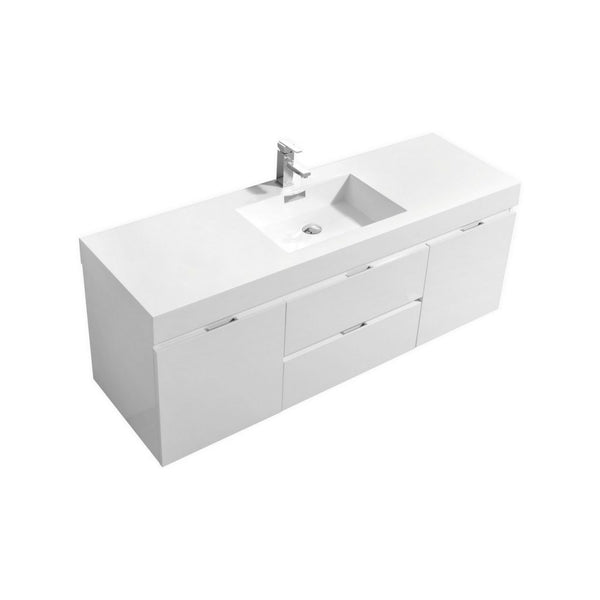 Kubebath Bliss 60" Single Sink Wall Mount Modern Bathroom Vanity - Luxe Bathroom Vanities