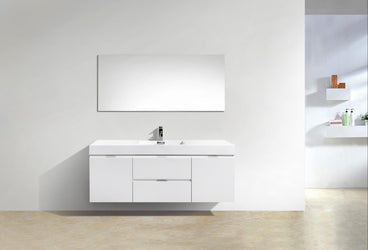 Kubebath Bliss 60" Single Sink Wall Mount Modern Bathroom Vanity - Luxe Bathroom Vanities