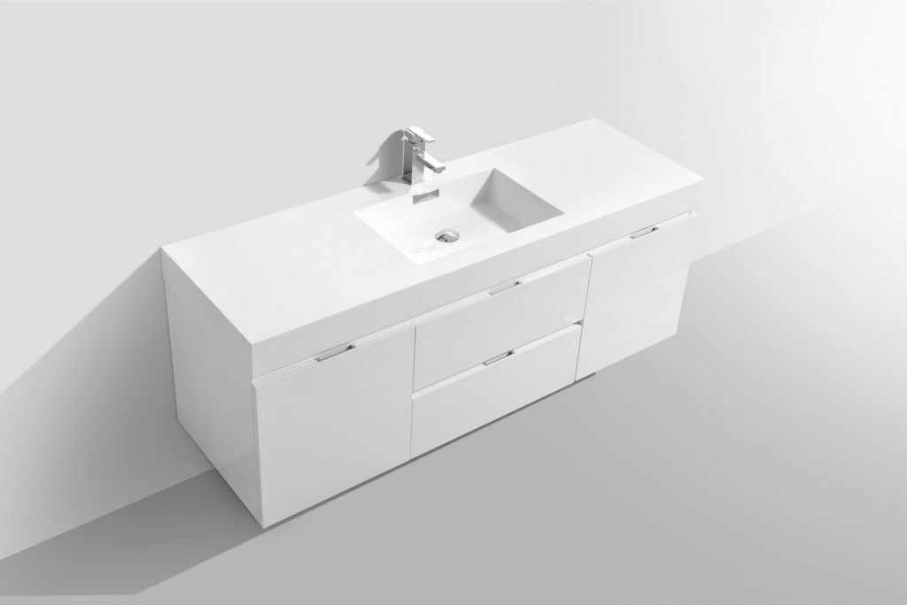 Kubebath Bliss 60" Single Sink Wall Mount Modern Bathroom Vanity - Luxe Bathroom Vanities