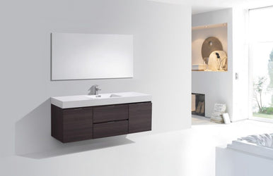 Kubebath Bliss 60" Single Sink Wall Mount Modern Bathroom Vanity - Luxe Bathroom Vanities