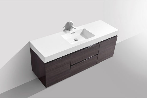 Kubebath Bliss 60" Single Sink Wall Mount Modern Bathroom Vanity - Luxe Bathroom Vanities