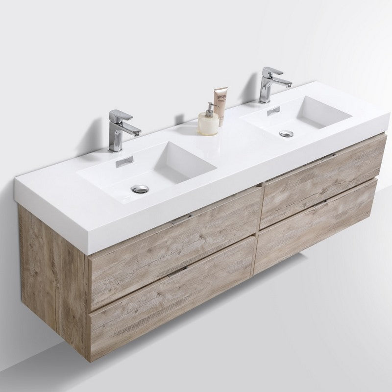 Kubebath Bliss 72" Double Sink Wall Mount Modern Bathroom Vanity - Luxe Bathroom Vanities