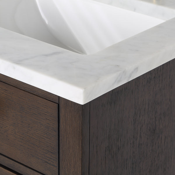 Water Creation Chestnut 24" Single Sink Carrara White Marble Countertop Vanity - Luxe Bathroom Vanities