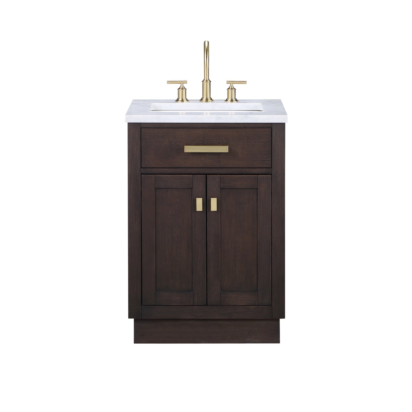 Water Creation Chestnut 24" Single Sink Carrara White Marble Countertop Vanity - Luxe Bathroom Vanities