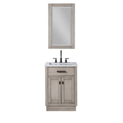Water Creation Chestnut 24" Single Sink Carrara White Marble Countertop Vanity with Mirror - Luxe Bathroom Vanities