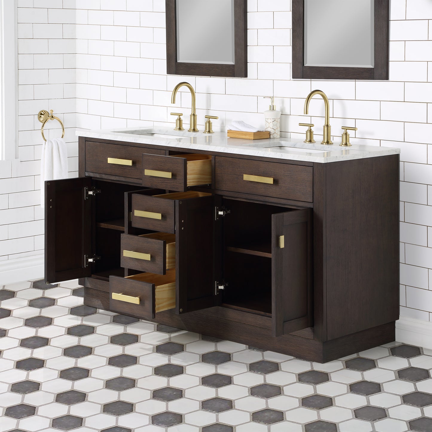 Water Creation CH60A Chestnut 60" Double Bathroom Vanity - Luxe Bathroom Vanities