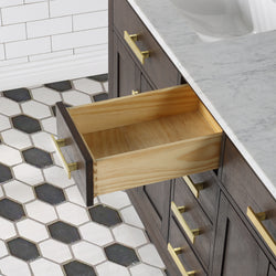 Water Creation Chestnut 60" Double Sink Carrara White Marble Countertop Vanity with Gooseneck Faucets and Mirrors - Luxe Bathroom Vanities