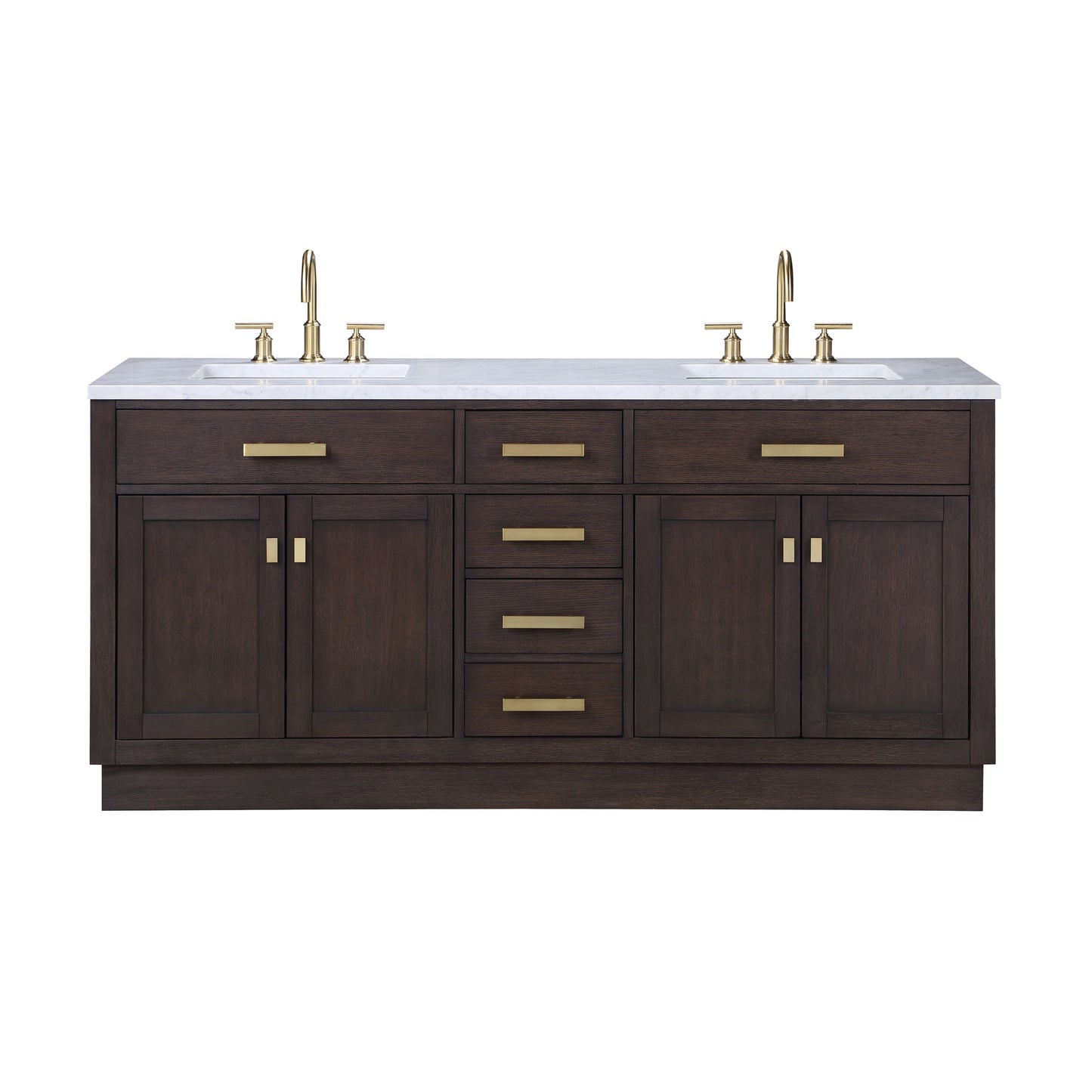 Water Creation Chestnut 72" Double Sink Carrara White Marble Countertop Vanity - Luxe Bathroom Vanities