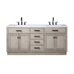 Water Creation Chestnut 72" Double Sink Carrara White Marble Countertop Vanity - Luxe Bathroom Vanities