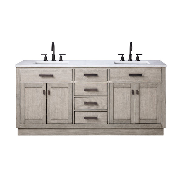 Water Creation Chestnut 72" Double Sink Carrara White Marble Countertop Vanity - Luxe Bathroom Vanities