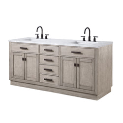 Water Creation Chestnut 72" Double Sink Carrara White Marble Countertop Vanity - Luxe Bathroom Vanities