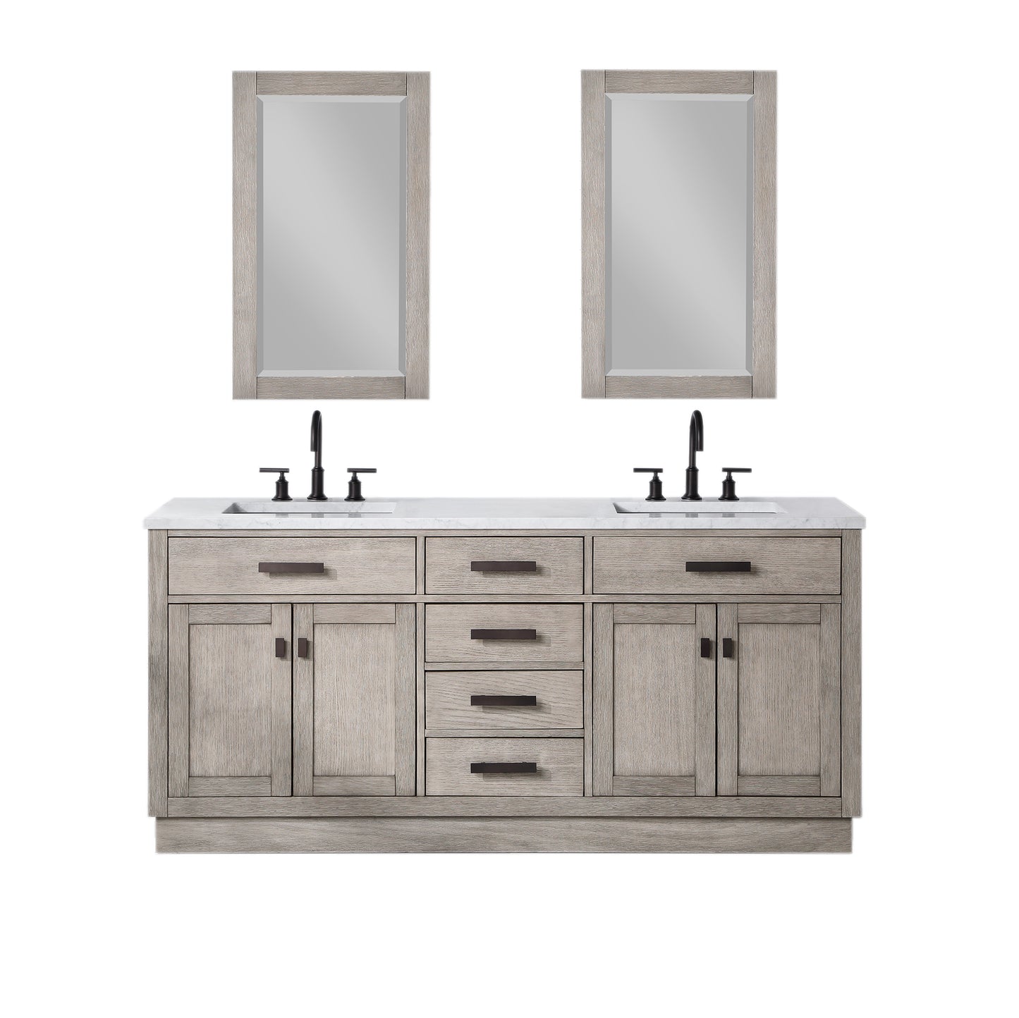 Water Creation Chestnut 72" Double Sink Carrara White Marble Countertop Vanity with Mirrors - Luxe Bathroom Vanities