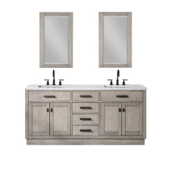 Water Creation Chestnut 72" Double Sink Carrara White Marble Countertop Vanity with Mirrors - Luxe Bathroom Vanities