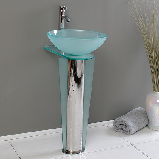 Fresca Vitale 17" Modern Glass Bathroom Pedestal - Luxe Bathroom Vanities