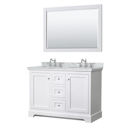 48 Inch Double Bathroom Vanity, White Carrara Marble Countertop, Undermount Square Sinks, No Mirror - Luxe Bathroom Vanities Luxury Bathroom Fixtures Bathroom Furniture
