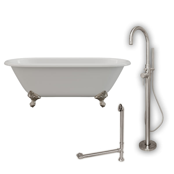 Cambridge Plumbing 60" X 30" Cast Iron Double Ended Clawfoot Tub Package with no Faucet Drillings - Luxe Bathroom Vanities