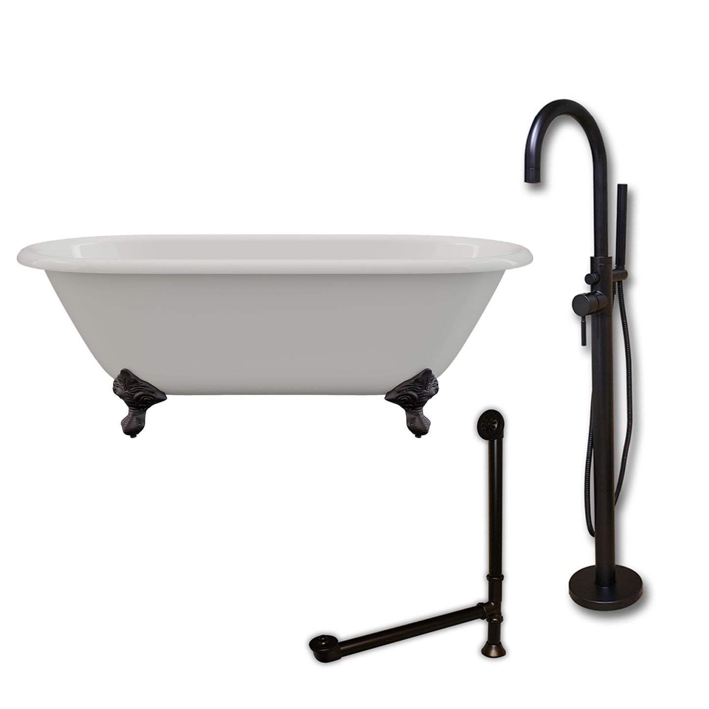 Cambridge Plumbing 60" X 30" Cast Iron Double Ended Clawfoot Tub Package with no Faucet Drillings - Luxe Bathroom Vanities