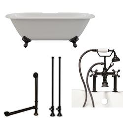 Cambridge Plumbing 60" X 30" Cast Iron Double Ended Clawfoot Tub Package with 7" Deck Mount Faucet Drillings - Luxe Bathroom Vanities
