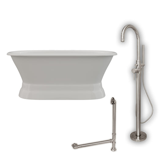 Cambridge Plumbing 60" X 30" Cast Iron Double Ended Pedestal Tub Package with no Faucet Drillings - Luxe Bathroom Vanities