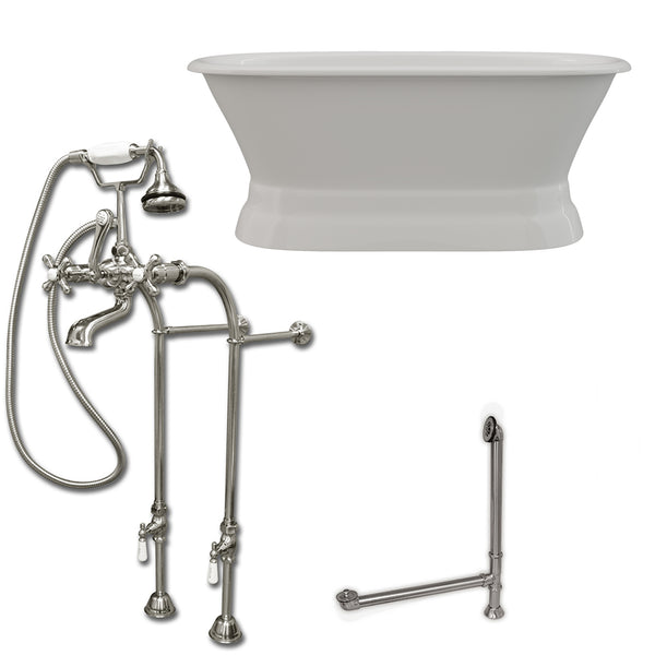 Cambridge Plumbing 60" X 30" Cast Iron Double Ended Pedestal Tub Package with no Faucet Drillings - Luxe Bathroom Vanities