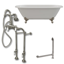 Cambridge Plumbing 67" X 30" Cast Iron Double Ended Clawfoot Tub Package with no Faucet Drillings - Luxe Bathroom Vanities