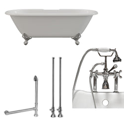 Cambridge Plumbing 67" X 30" Cast Iron Double Ended Clawfoot Tub Package 7" Deck Mount Faucet Drillings - Luxe Bathroom Vanities