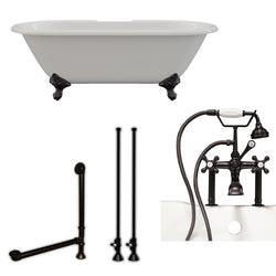 Cambridge Plumbing 67" X 30" Cast Iron Double Ended Clawfoot Tub Package 7" Deck Mount Faucet Drillings - Luxe Bathroom Vanities