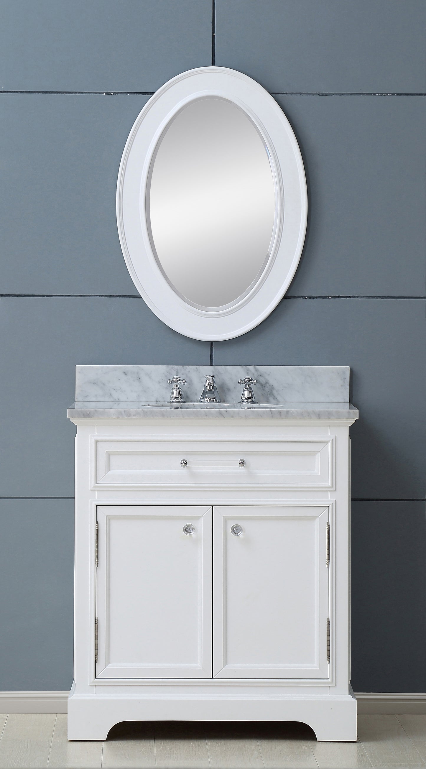 Water Creation 24 Inch Single Sink Bathroom Vanity With Matching Framed Mirror And Faucet From The Derby Collection - Luxe Bathroom Vanities