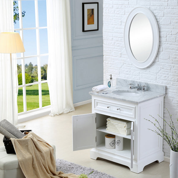 Water Creation 24 Inch Single Sink Bathroom Vanity With Matching Framed Mirror From The Derby Collection - Luxe Bathroom Vanities