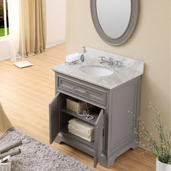 Water Creation 30 Inch Single Sink Bathroom Vanity With Matching Framed Mirror And Faucet From The Derby Collection - Luxe Bathroom Vanities