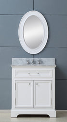 Water Creation 30 Inch Single Sink Bathroom Vanity With Matching Framed Mirror And Faucet From The Derby Collection - Luxe Bathroom Vanities