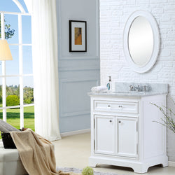 Water Creation 30 Inch Single Sink Bathroom Vanity With Matching Framed Mirror From The Derby Collection - Luxe Bathroom Vanities