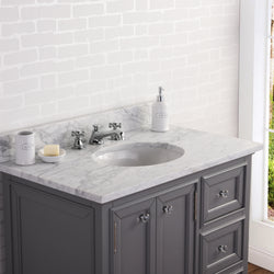 Water Creation 36 Inch Wide Single Sink Carrara Marble Bathroom Vanity With Matching Mirror From The Derby Collection - Luxe Bathroom Vanities